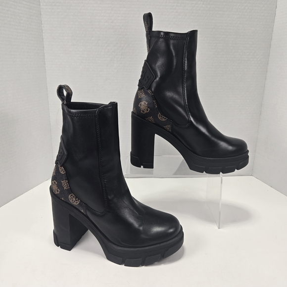 *NEW* Guess Xeno FL7XNOFAL10 Black Chunky Heeled Combat Boots Size EU 36 US 5.5 - Picture 2 of 12